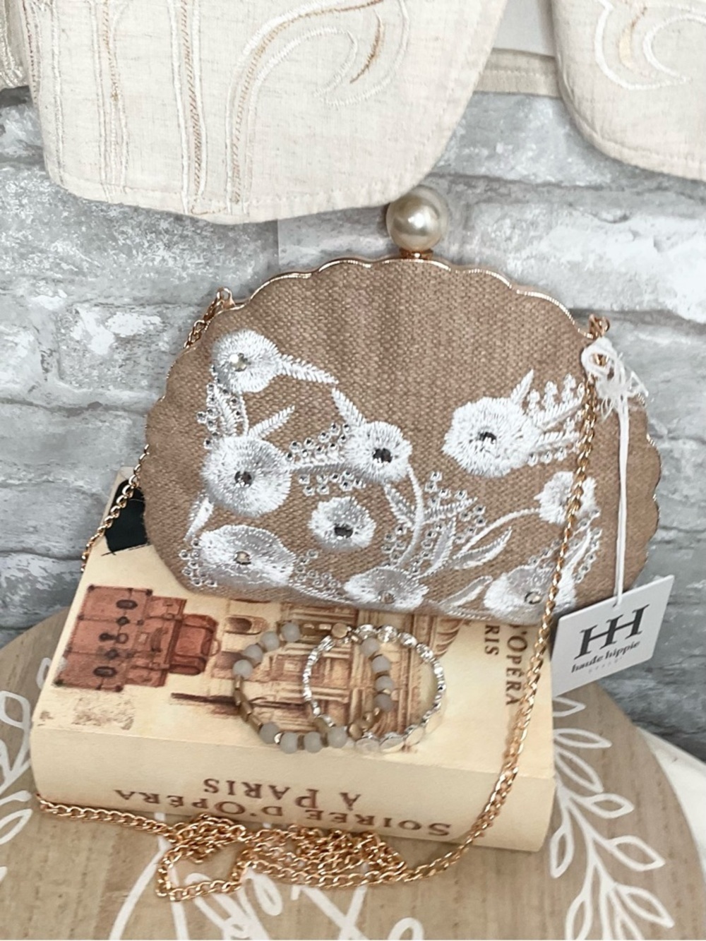 Haute Hippie,embellished,sea shell shaped, embroidered,sequined,boho summer bag!